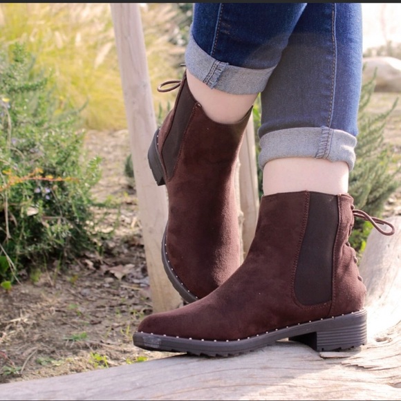 Brown Back Lace-Up Bootie - Picture 2 of 4